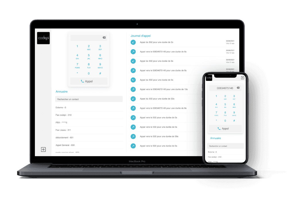Codepi softphone mockup